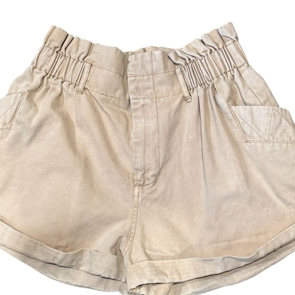 BDG Urban Outfitters Khaki Tan Canvas Paper Bag High Rise 2” Womens Shorts Large - Picture 2 of 12